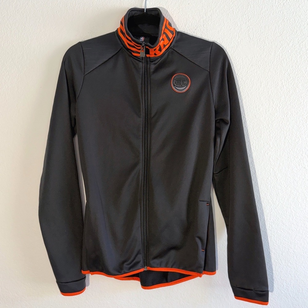 NBA New York Knicks Girls XL 16 Full Zip Track Jacket‎ Black Orange Outerstuff